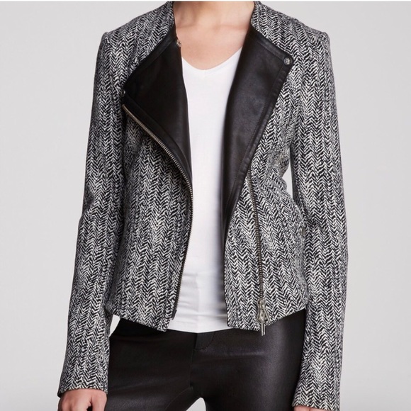 Theory Jackets & Blazers - Theory Joean herringbone leather trim jacket